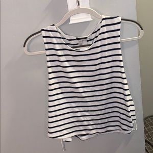 Navy & White Cropped Shirt